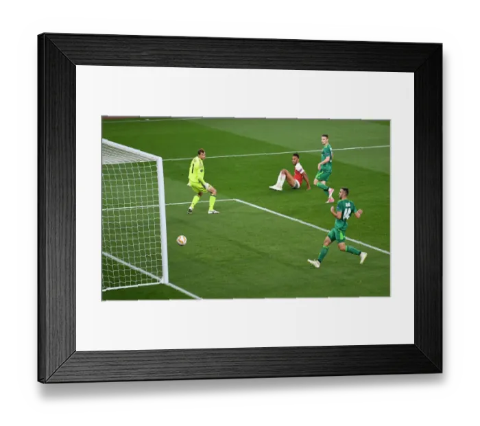 Framed Print : Aubameyang Scores: Arsenal Wins Europa League Match vs. Vorskla Poltava