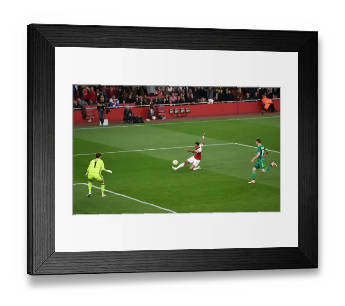 Framed Print : Pierre-Emerick Aubameyang Scores for Arsenal Against Vorskla Poltava in Europa League