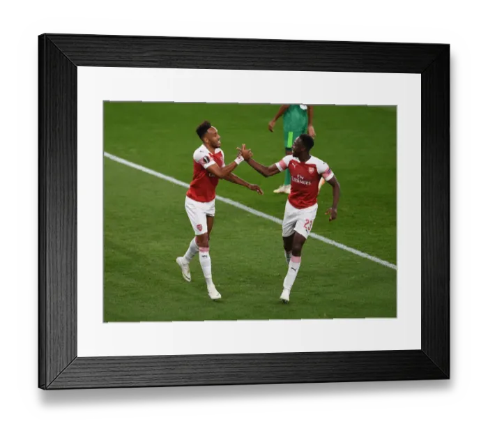 Framed Print : Arsenal Strikers Aubameyang and Welbeck Celebrate Goal in Europa League Match Framed Print : Arsenal Strikers Aubameyang and Welbeck Celebrate Goal in Europa League Match