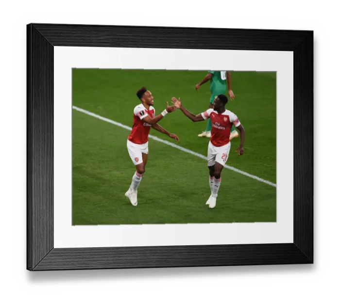 Framed Print : Arsenal Stars Aubameyang and Welbeck in Jubilant Goal Celebration during Europa League Victory Framed Print : Arsenal Stars Aubameyang and Welbeck in Jubilant Goal Celebration during Europa League Victory
