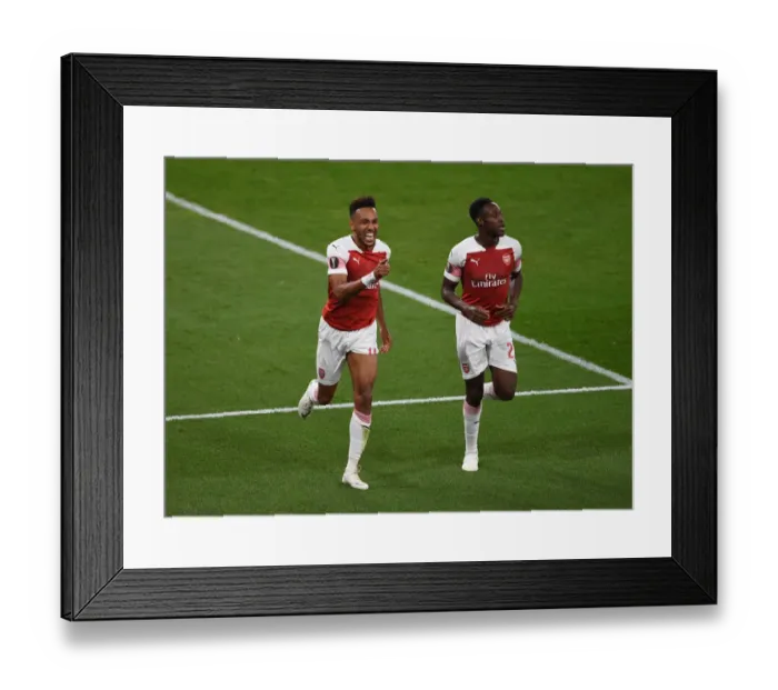 Framed Print : Arsenal Stars: Aubameyang and Welbeck in Europa League Victory - Celebrating a Goal Framed Print : Arsenal Stars: Aubameyang and Welbeck in Europa League Victory - Celebrating a Goal