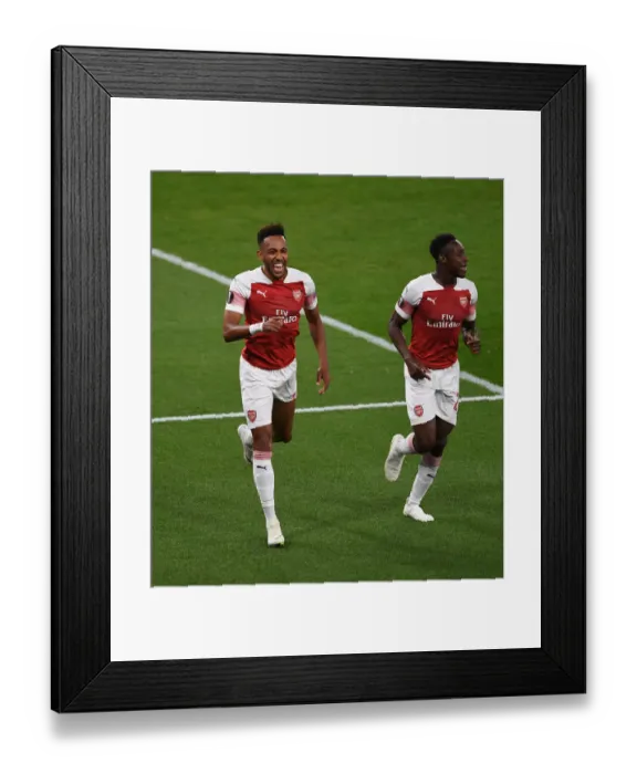 Framed Print : Aubameyang and Welbeck Celebrate Goal for Arsenal against Vorskla Poltava, UEFA Europa League 2018-19 Framed Print : Aubameyang and Welbeck Celebrate Goal for Arsenal against Vorskla Poltava, UEFA Europa League 2018-19