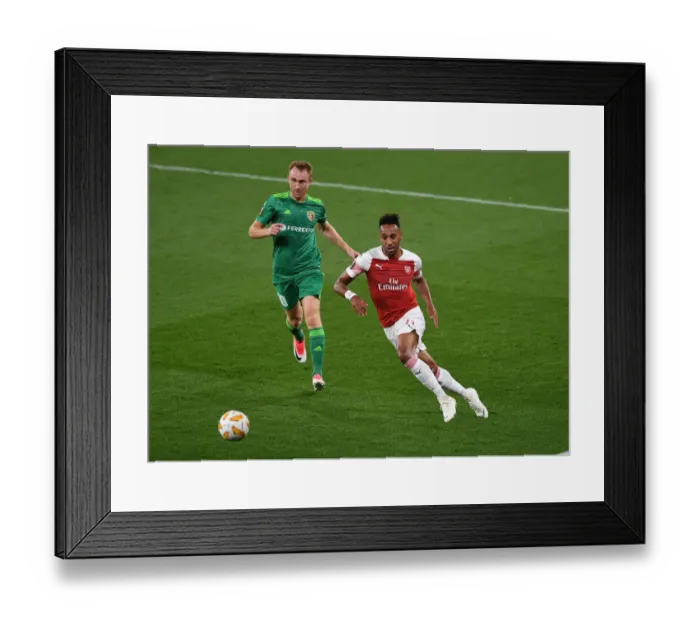 Framed Print : Aubameyang vs. Kobakhidze: A Tense Face-Off in Arsenal's Europa League Clash Framed Print : Aubameyang vs. Kobakhidze: A Tense Face-Off in Arsenal's Europa League Clash