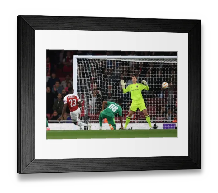 Framed Print : Danny Welbeck Scores Arsenal's Second Goal in Europa League Match against Vorskla Poltava (September 2018)