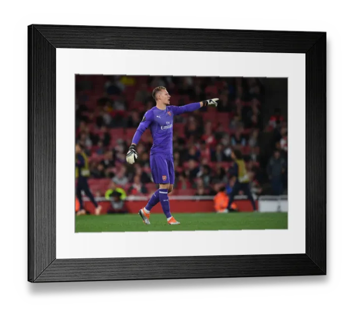Framed Print : Bernd Leno in Action: Arsenal vs FC Vorskla Poltava, Europa League 2018-19