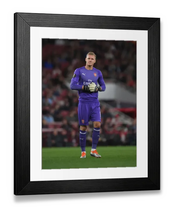 Framed Print : Arsenal's Bernd Leno in Action: Europa League Showdown Against Vorskla Poltava