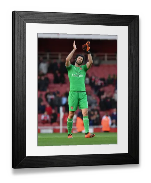 Framed Print : Cech Celebrates with Arsenal Fans: Arsenal v Everton, Premier League 2018-19