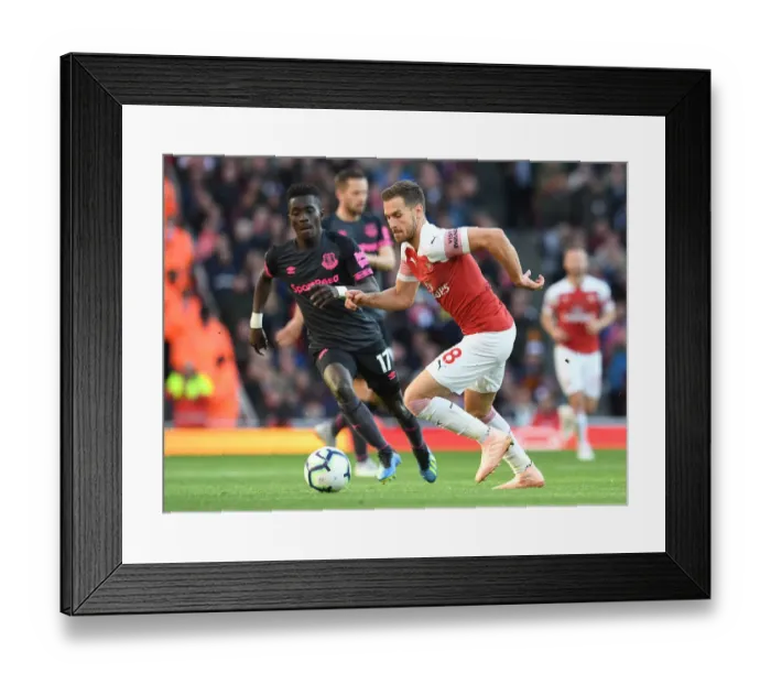 Framed Print : Clash of Midfield Titans: Ramsey vs. Gueye - Arsenal v Everton, Premier League 2018-19