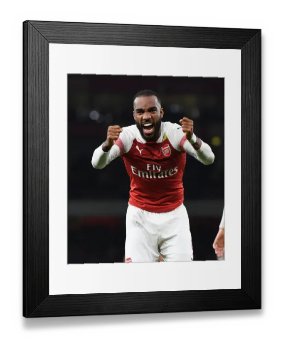Framed Print : Alex Lacazette's Hat-Trick: Arsenal Cruise Past Brentford in Carabao Cup