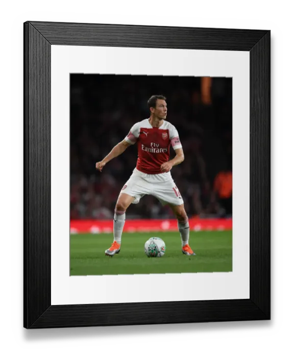 Framed Print : Stephan Lichtsteiner in Action: Arsenal vs. Brentford, Carabao Cup 2018-19