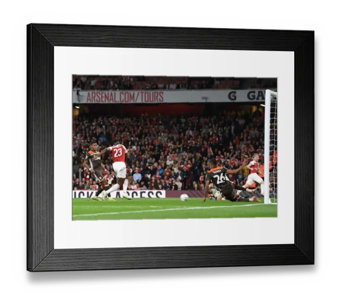 Framed Print : Danny Welbeck Scores Second Goal: Arsenal vs. Brentford, Carabao Cup 2018-19