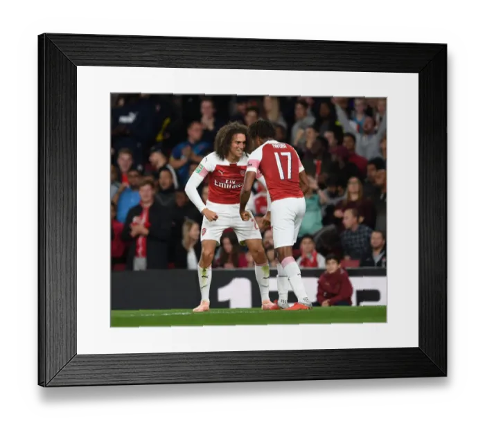 Framed Print : Arsenal Celebrate Second Goal: Guendouzi and Iwobi, Carabao Cup 2018-19