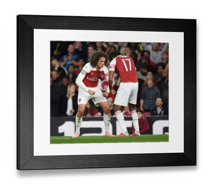 Framed Print : Arsenal's Guendouzi and Iwobi: Celebrating Their Second Goal in Carabao Cup Match