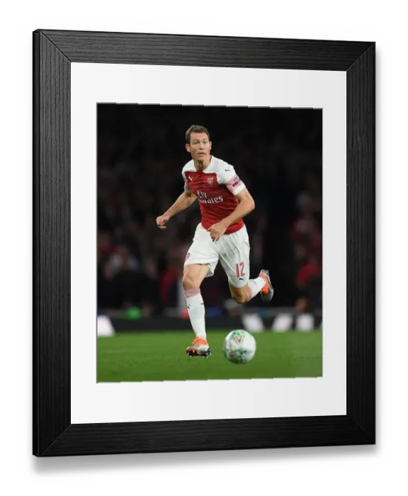 Framed Print : Stephan Lichtsteiner in Action: Arsenal vs. Brentford, Carabao Cup 2018-19