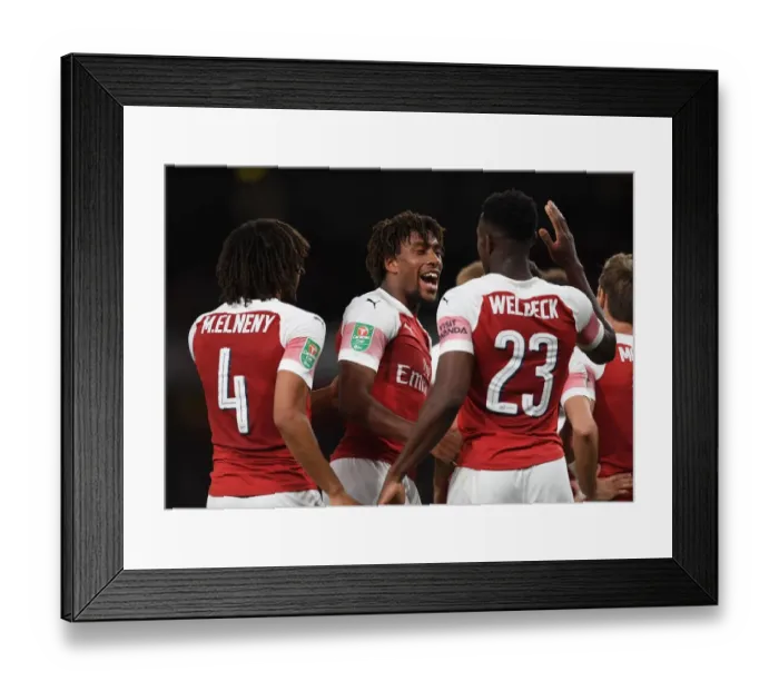 Framed Print : Arsenal's Danny Welbeck and Alex Iwobi Celebrate Goal in Carabao Cup Win Against Brentford Framed Print : Arsenal's Danny Welbeck and Alex Iwobi Celebrate Goal in Carabao Cup Win Against Brentford