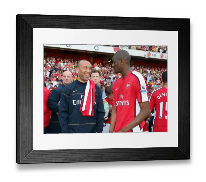 Framed Print : Mikael Silvestre and Abou Diaby (Arsenal) after the match Framed Print : Mikael Silvestre and Abou Diaby (Arsenal) after the match