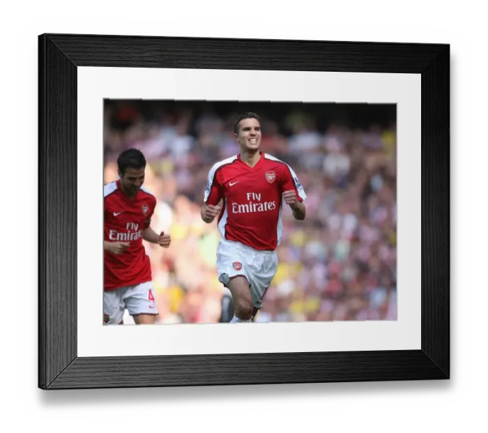 Framed Print : Robin van Persie (Arsenal) celebrates scoring his first goal Framed Print : Robin van Persie (Arsenal) celebrates scoring his first goal