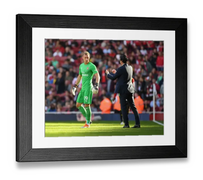 Framed Print : Leno and Emery: Focused at the Emirates - Arsenal vs Watford, Premier League 2018-19