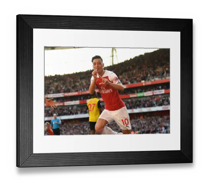 Framed Print : Mesut Ozil Scores Arsenal's Second Goal Against Watford (2018-19)