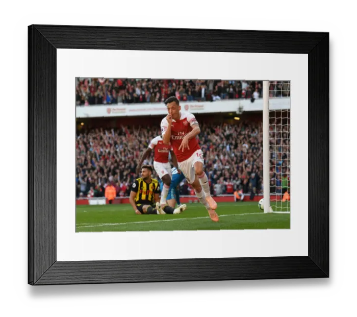 Framed Print : Mesut Ozil Scores Arsenal's Second Goal Against Watford (2018-19)