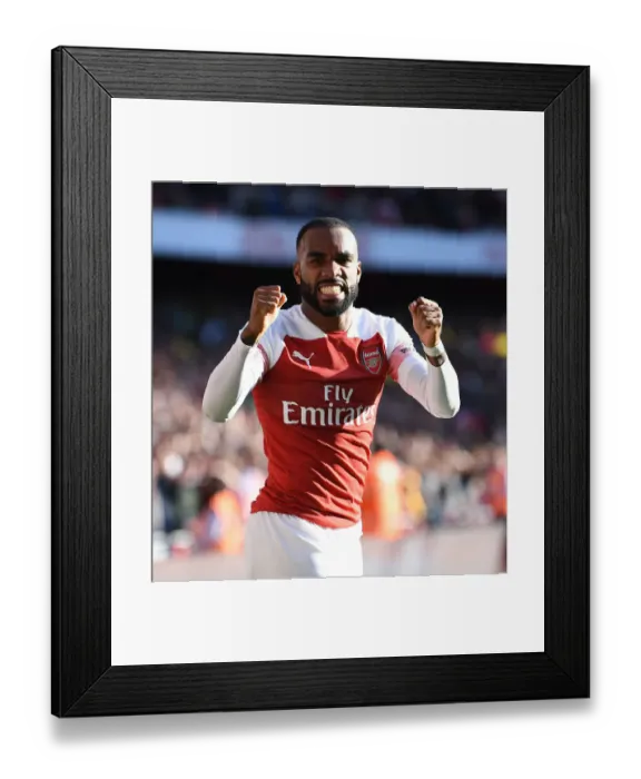 Framed Print : Alexandre Lacazette's Brace: Arsenal FC Triumphs Over Watford FC in Premier League Showdown