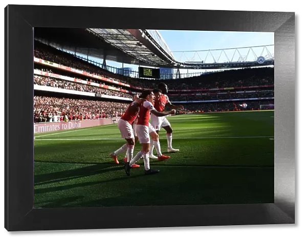 Arsenal's Goal Celebration: Xhaka, Lacazette, Bellerin, and Welbeck (Arsenal v Watford, 2018-19)
