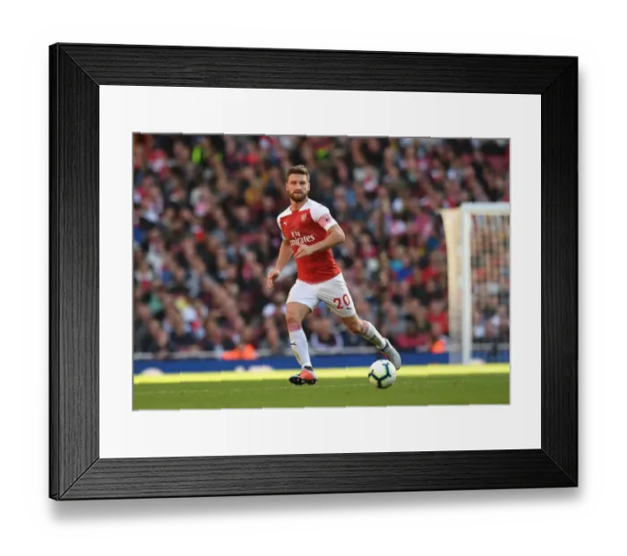 Framed Print : Shkodran Mustafi: Arsenal's Defensive Shield Against Watford (2018-19)