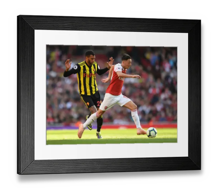 Framed Print : Mesut Ozil vs. Etienne Capoue: Clash at the Emirates - Arsenal v Watford, Premier League 2018-19