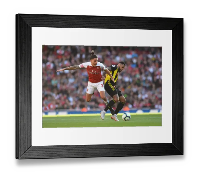 Framed Print : Clash at the Emirates: Bellerin vs. Gray in Arsenal's Battle Against Watford Framed Print : Clash at the Emirates: Bellerin vs. Gray in Arsenal's Battle Against Watford