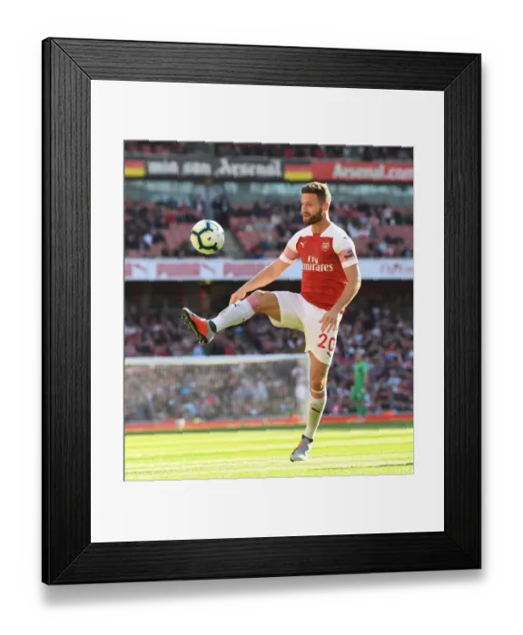 Framed Print : Shkodran Mustafi Focuses in Arsenal's Clash Against Watford (2018-19)