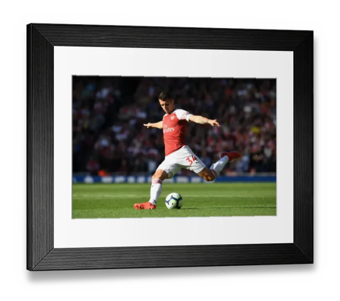Framed Print : Granit Xhaka: Arsenal's Midfield Maestro in Action Against Watford, Premier League 2018-19
