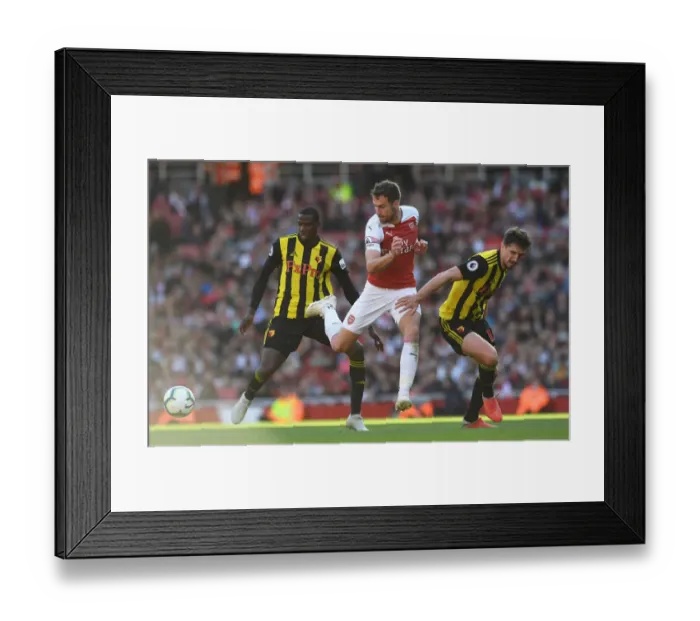 Framed Print : Arsenal's Ramsey Fends Off Doucoure and Cathcart Pressure During Arsenal v Watford Match