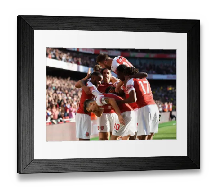 Framed Print : Mesut Ozil Scores and Celebrates: Arsenal's Triumph over Watford, Premier League 2018-19