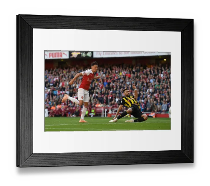 Framed Print : Mesut Ozil Scores Arsenal's Second Goal Against Watford (2018-19)