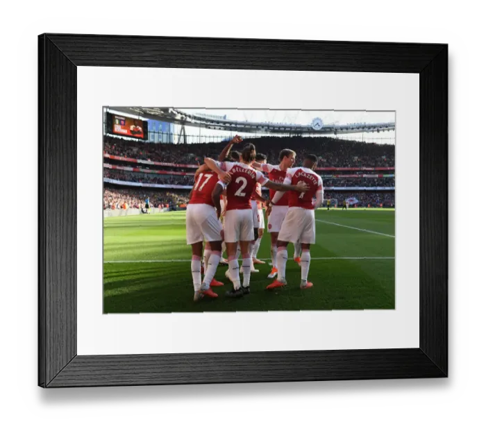 Framed Print : Arsenal's Star Trio: Ozil, Lacazette, Bellerin Celebrate First Goal (2018-19) Framed Print : Arsenal's Star Trio: Ozil, Lacazette, Bellerin Celebrate First Goal (2018-19)