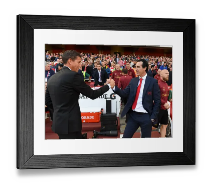 Framed Print : Unai Emery and Javi Gracia: A Pre-Match Encounter at the Emirates - Arsenal v Watford (2018-19)