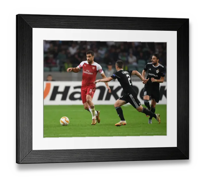 Framed Print : Sokratis Overpowers Qara Qarayev: Arsenal vs Qarabag, UEFA Europa League 2018-19