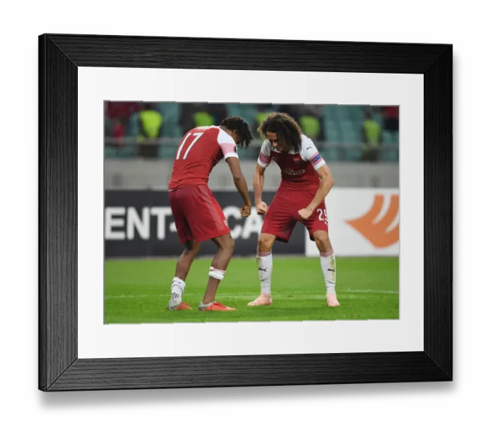 Framed Print : Celebrating Victory: Iwobi and Guendouzi Rejoice After Arsenal's UEFA Europa League Win Against Qarabag Framed Print : Celebrating Victory: Iwobi and Guendouzi Rejoice After Arsenal's UEFA Europa League Win Against Qarabag
