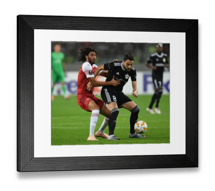 Framed Print : Mo Elneny vs Micel: Intense Clash in Qarabag v Arsenal UEFA Europa League Match Framed Print : Mo Elneny vs Micel: Intense Clash in Qarabag v Arsenal UEFA Europa League Match