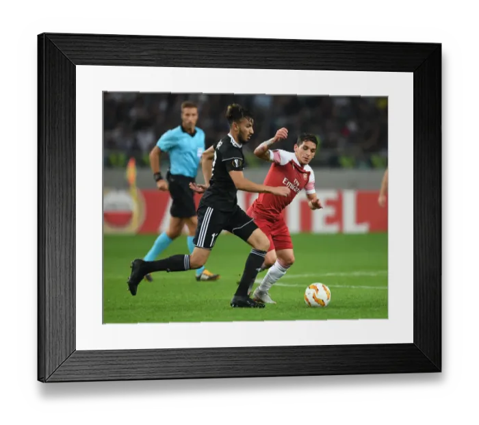 Framed Print : Torreira vs Zubir: Clash in the Europa League between Qarabag and Arsenal