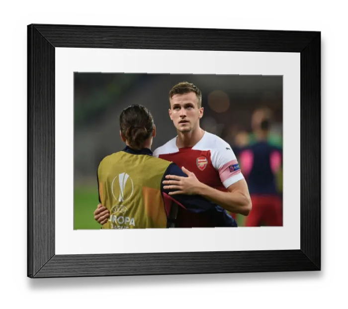 Framed Print : Rob Holding and Hector Bellerin: Arsenal's Defensive Duo Celebrate Victory Against Qarabag in Europa League Framed Print : Rob Holding and Hector Bellerin: Arsenal's Defensive Duo Celebrate Victory Against Qarabag in Europa League