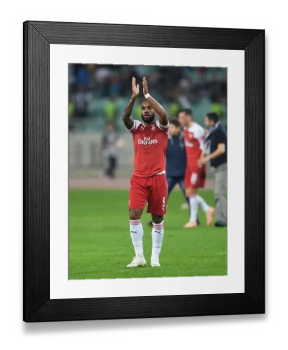 Framed Print : Alexandre Lacazette Celebrates with Arsenal Fans after UEFA Europa League Victory over Qarabag FK