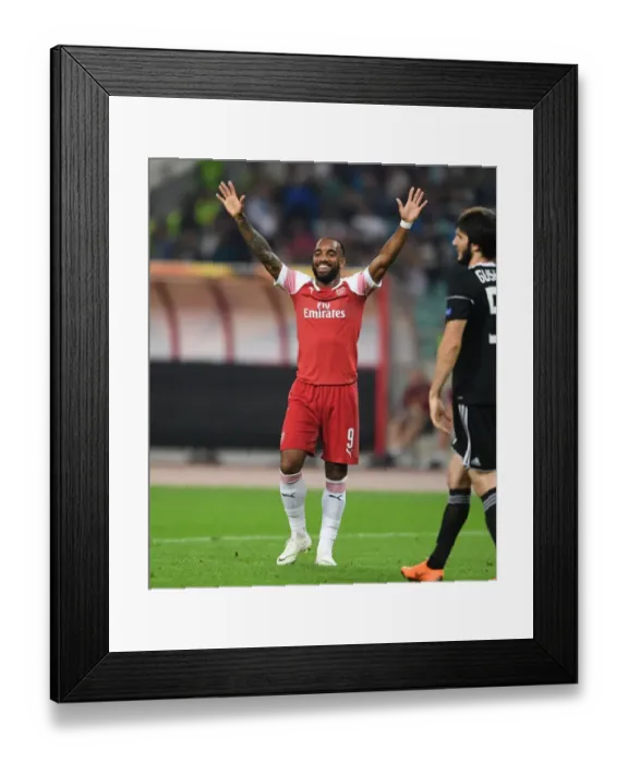 Framed Print : Alexandre Lacazette's Hat-Trick: Arsenal Crush Qarabag in Europa League