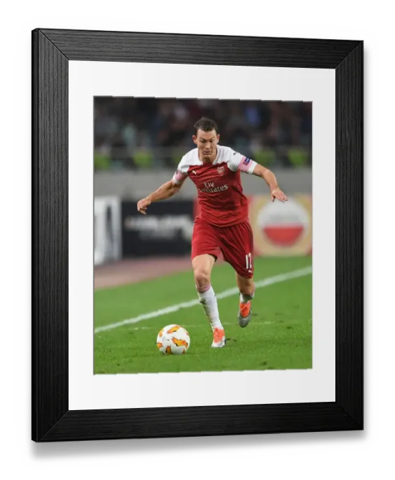 Framed Print : Stephan Lichtsteiner Clashes with Micel: Qarabag vs Arsenal, UEFA Europa League 2018-19
