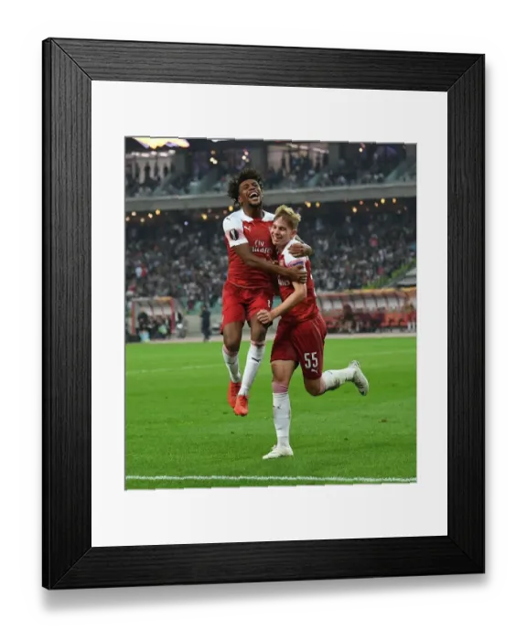 Framed Print : Arsenal's Smith Rowe and Iwobi: Dancing in Joy after Scoring Goals against Qarabag in Europa League Framed Print : Arsenal's Smith Rowe and Iwobi: Dancing in Joy after Scoring Goals against Qarabag in Europa League