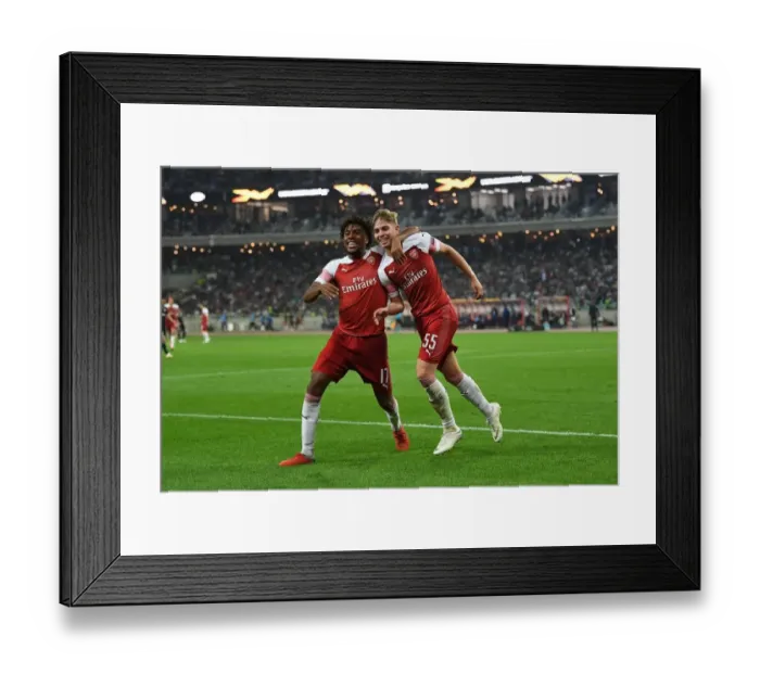 Framed Print : Dazzling Duo: Smith Rowe and Iwobi Score Twice in Arsenal's Europa League Victory over Qarabag
