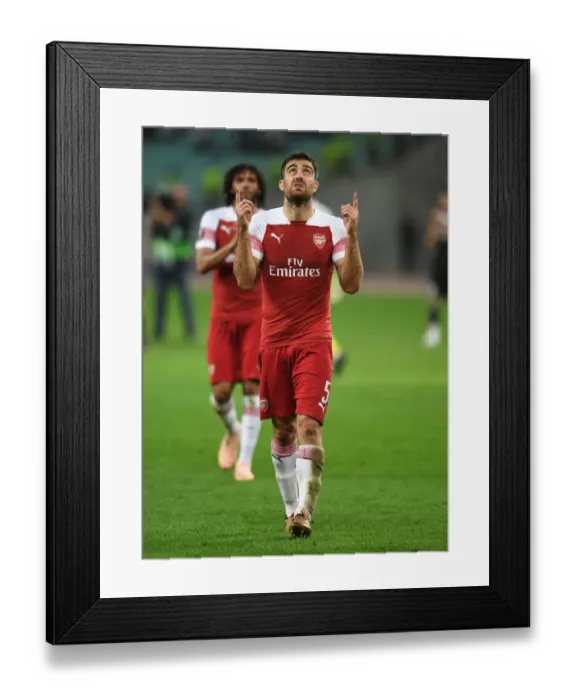 Framed Print : Sokratis Reacts After Arsenal's UEFA Europa League Clash Against Qarabag in Baku Framed Print : Sokratis Reacts After Arsenal's UEFA Europa League Clash Against Qarabag in Baku