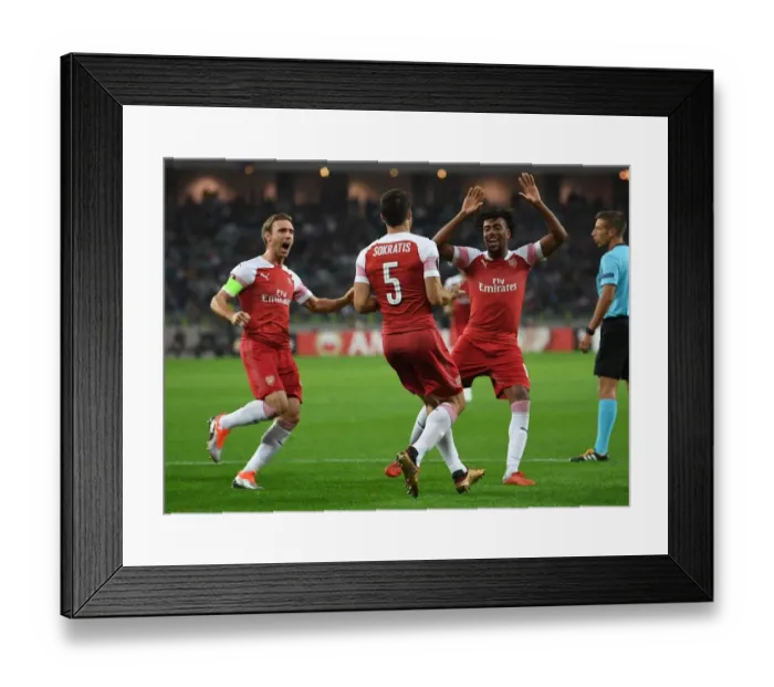 Framed Print : Sokratis Scores: Arsenal's Victory over Qarabag in Europa League Group E