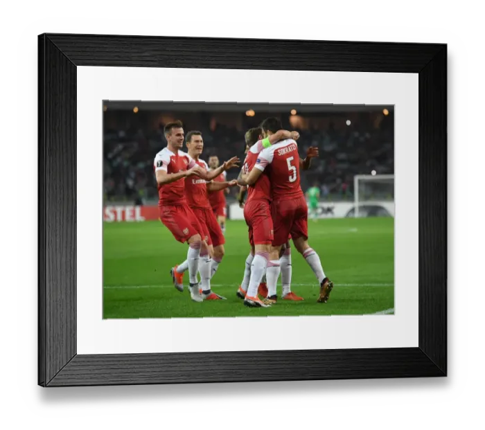 Framed Print : Sokratis Scores: Arsenal's Europa League Victory Celebration in Baku Framed Print : Sokratis Scores: Arsenal's Europa League Victory Celebration in Baku