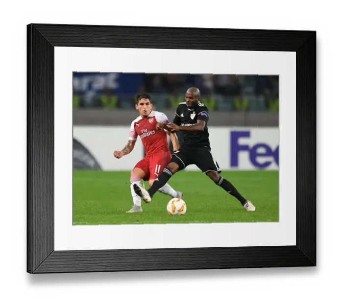 Framed Print : Torreira vs Emeqara: Clash in the Europa League between Qarabag and Arsenal Framed Print : Torreira vs Emeqara: Clash in the Europa League between Qarabag and Arsenal